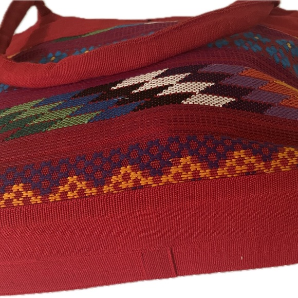 VYG BOHO HIPPIE Shoulder BAG Woven handbag purse Festival Red handles straps - Picture 4 of 9